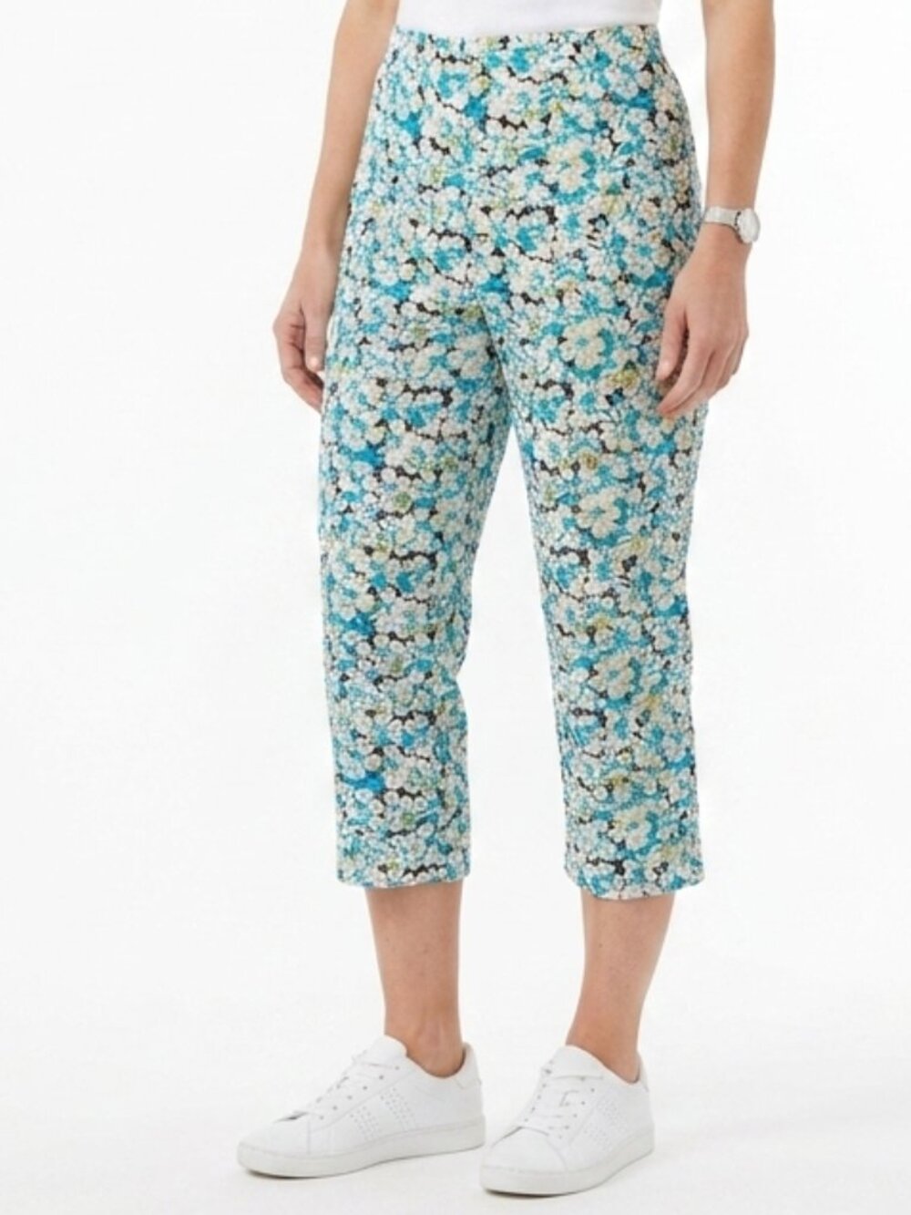 Reitmans Floral Stretch Cotton Capri Pants- Sz. 7/Med
